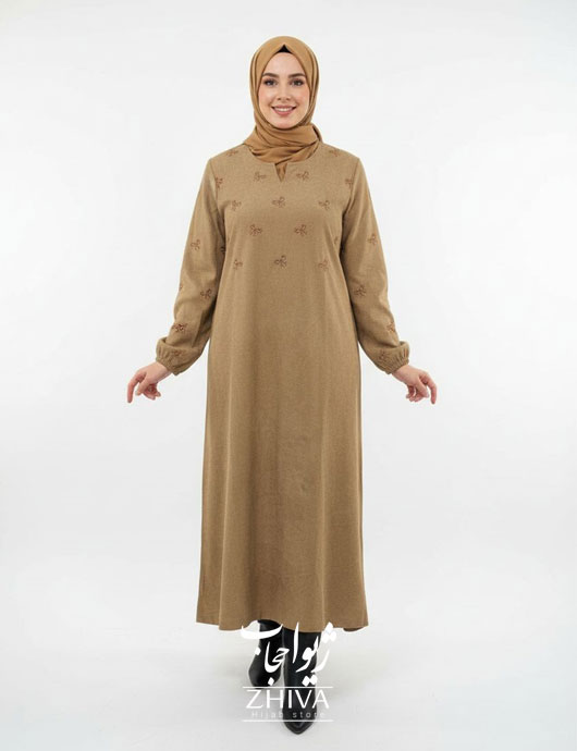 عبا گلدوزی پاپيون كرمی