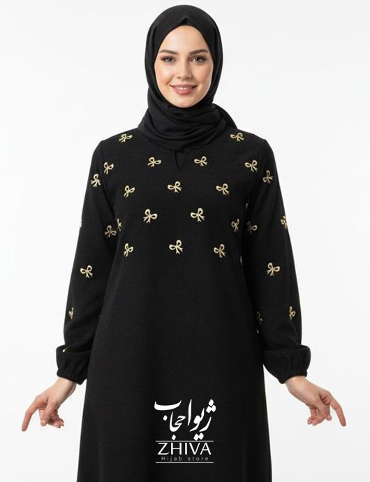 عبا گلدوزی پاپيون مشكی
