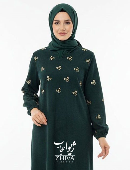 عبا گلدوزی پاپيون سبز