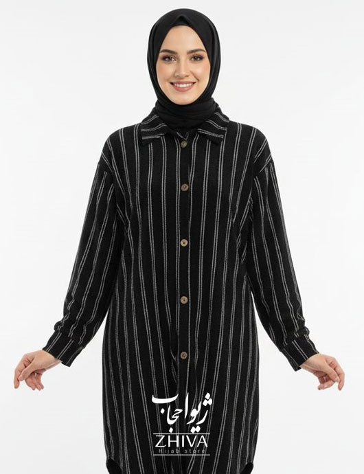پيراهن راه راه مشكی
