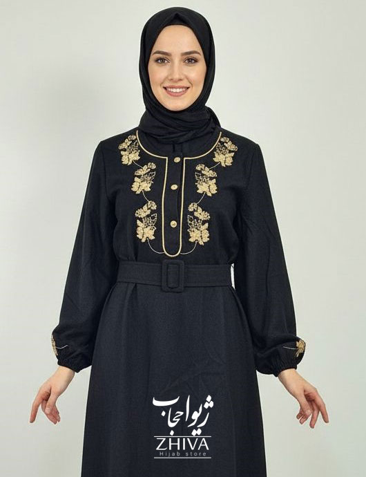 عبا گلدوزی برگ مشكی