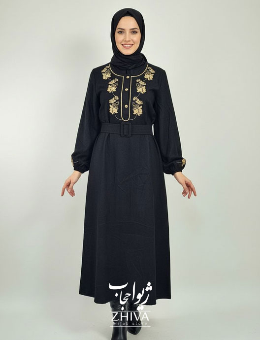 عبا گلدوزی برگ مشكی