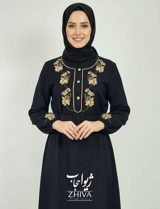 عبا گلدوزی برگ مشكی