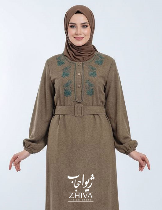 عبا گلدوزی برگ خاكی
