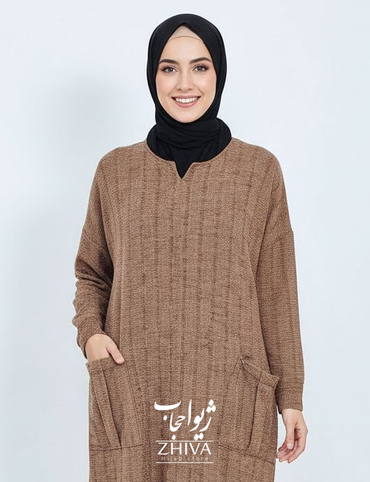 مانتو دو جیب مخمل کبریتی كد 10