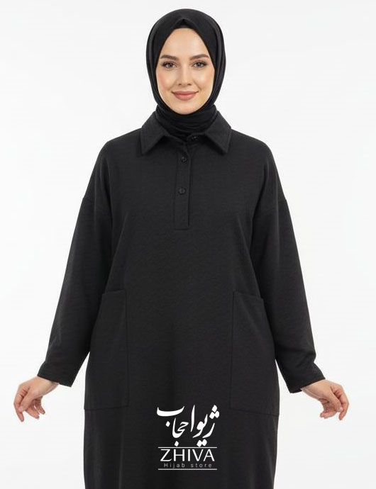مانتو جلو بسته گلوریا مشكی