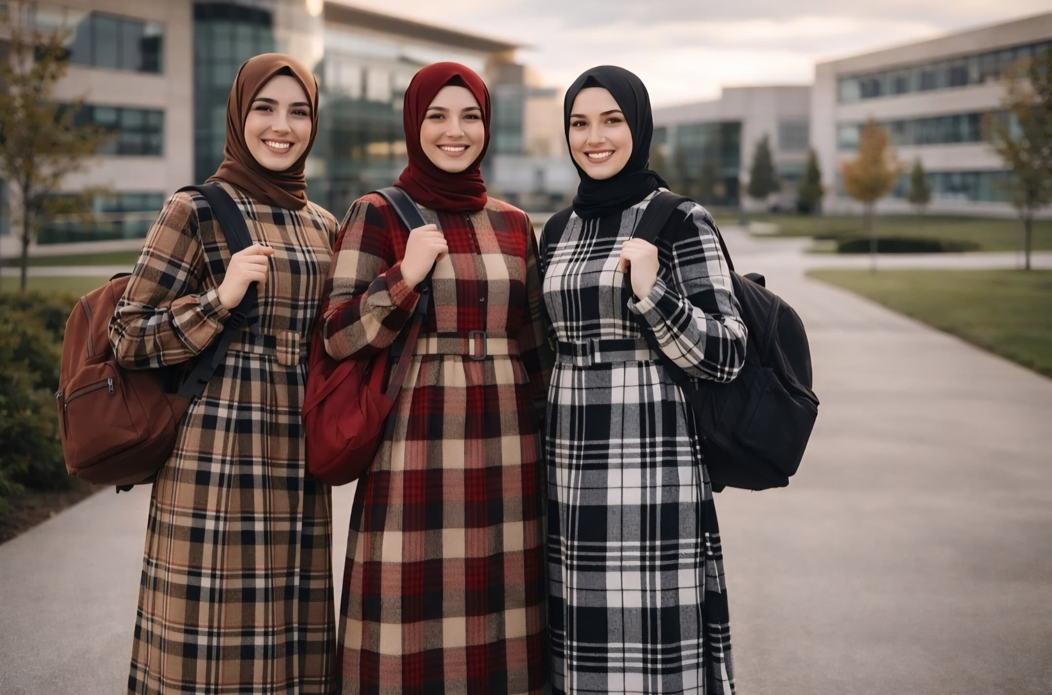 لباس کمربند دار چهارخانه پشمی