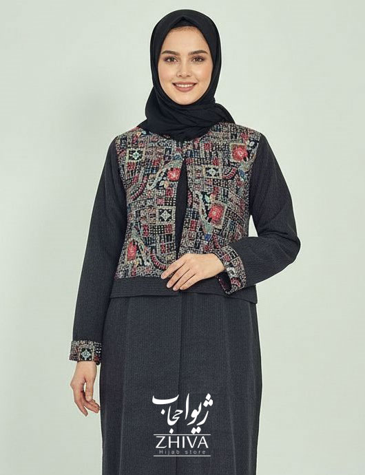 عبا جلیقه سوزن دوزی مخمل کبریتی كد 9