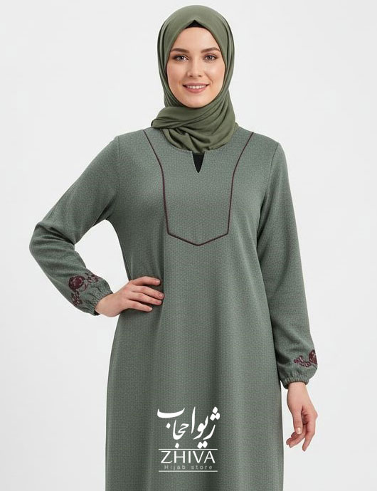 عبا کج راه مغزی دوزی آستین گل رز كد 4