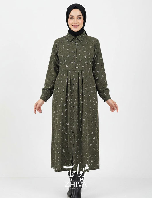 عبا مخمل کبریتی گل ریزه
