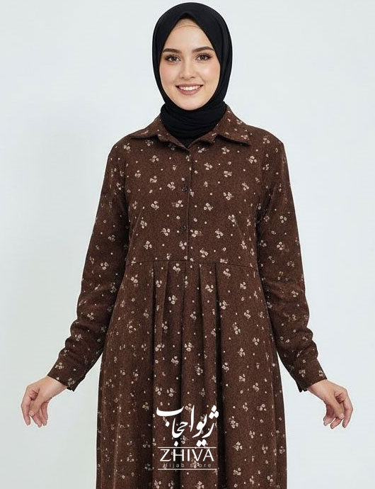 عبا مخمل کبریتی گل ریزه
