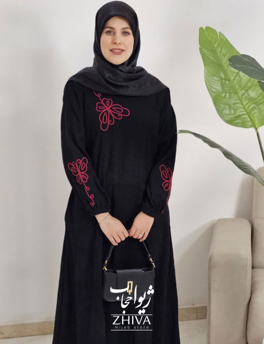 عبای مخمل کبریتی كمربند دار پروانه قیطون