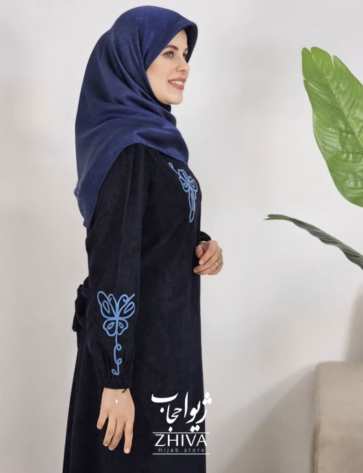 عبای مخمل کبریتی كمربند دار پروانه قیطون