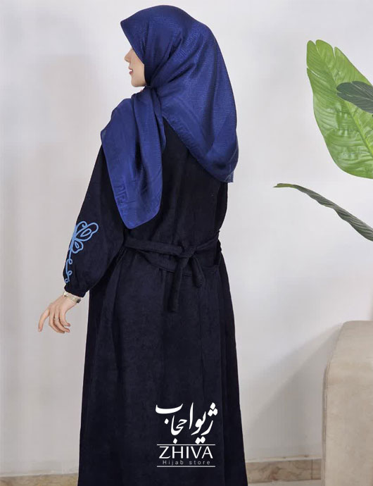 عبای مخمل کبریتی كمربند دار پروانه قیطون