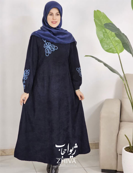 عبای مخمل کبریتی كمربند دار پروانه قیطون