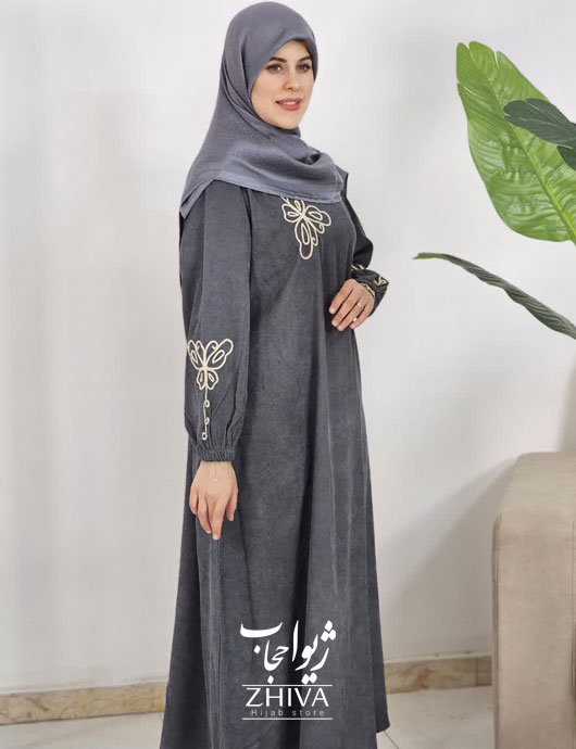 عبای مخمل کبریتی كمربند دار پروانه قیطون