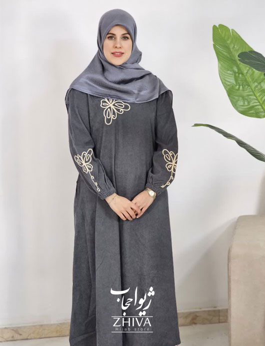 عبای مخمل کبریتی كمربند دار پروانه قیطون