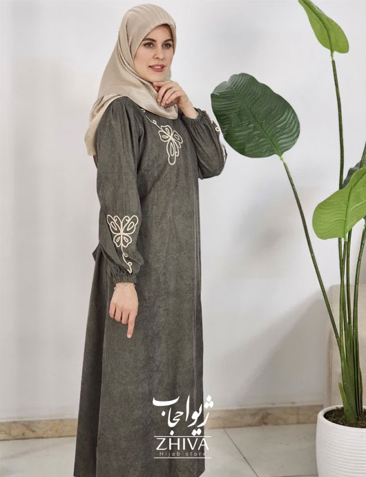 عبای مخمل کبریتی كمربند دار پروانه قیطون