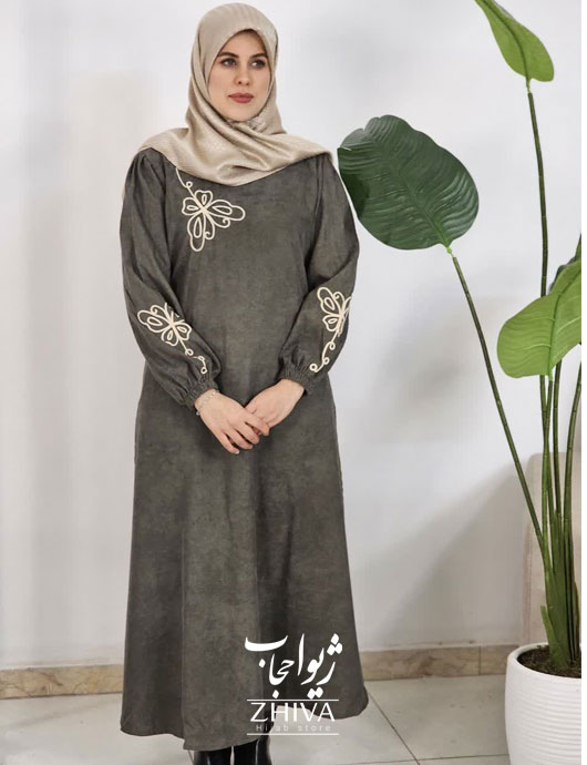 عبای مخمل کبریتی كمربند دار پروانه قیطون