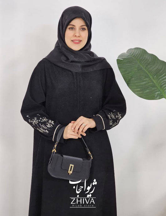 عبای مخمل کبریتی قاصدك مشكی كد1