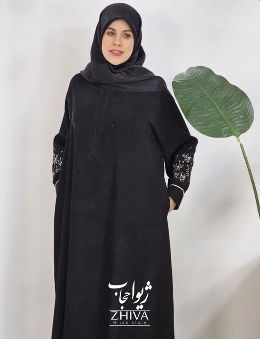 عبای مخمل کبریتی كمربنددار قاصدك