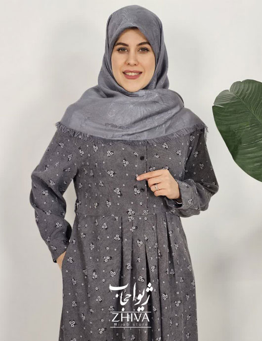 عبا مخمل کبریتی گل ریزه طوسی كد 4
