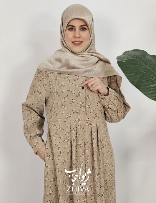عبا مخمل کبریتی گل ریزه كرمی كد 7