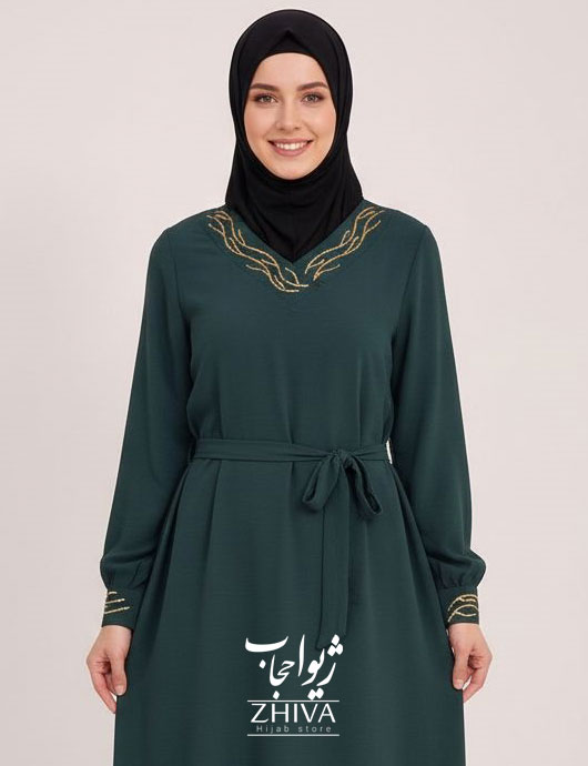 پیراهن ابروبادی یقه پولکی سبز 1 كد 5