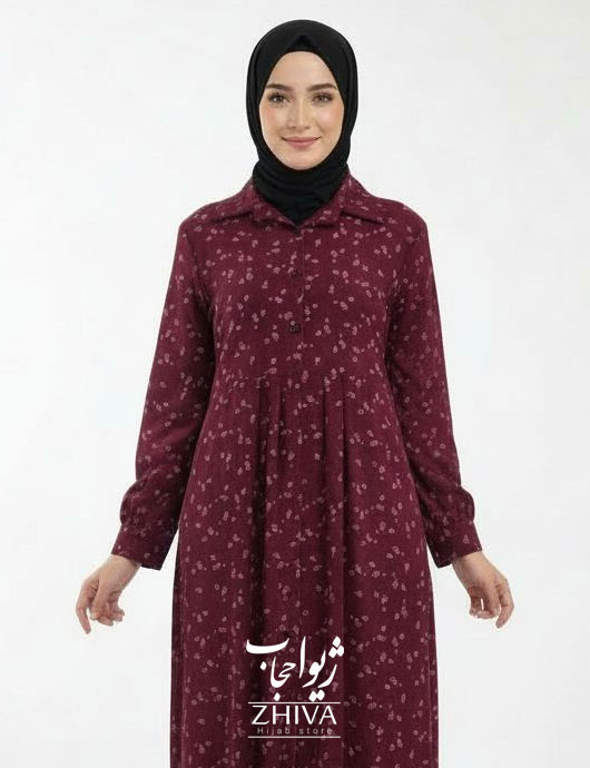عبا مخمل کبریتی گل ریزه زرشكی كد 1