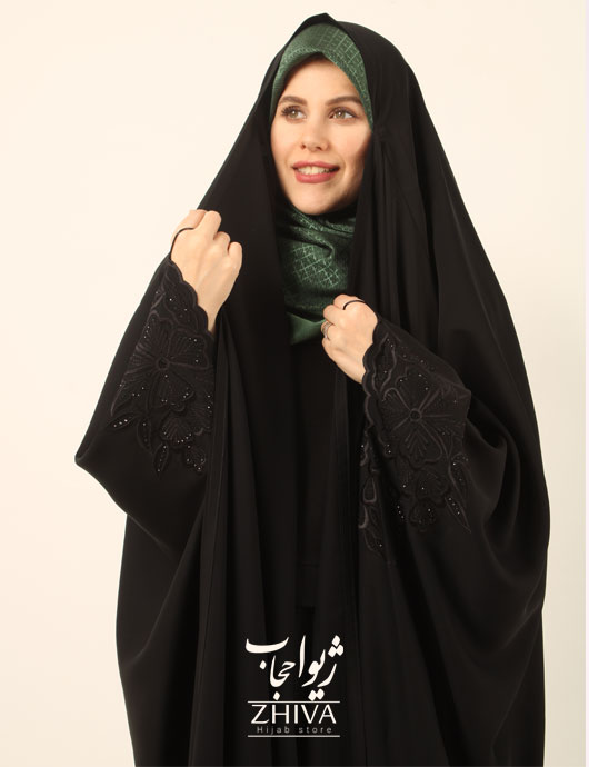 چادر عربی گلدوزی خوشه ای ندا اماراتی نانو