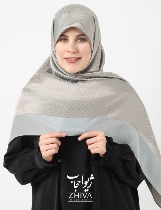 روسری لمه چارخونه ريز دوردوخت قواره 140 كد 52