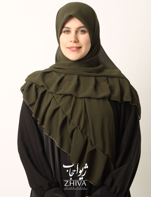 روسری کش دار مریم چین دار سبز لجنی