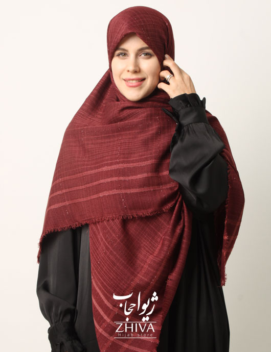 روسری نخ لینن دور ريش قواره 140 كد 5