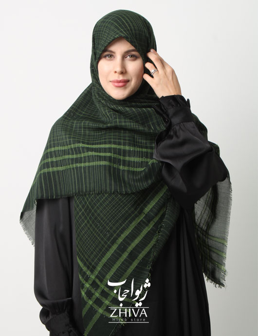 روسری نخ لینن دور ريش قواره 140 كد 10