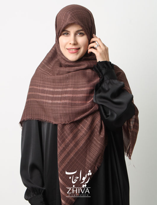 روسری نخ لینن دور ريش قواره 140 كد 16