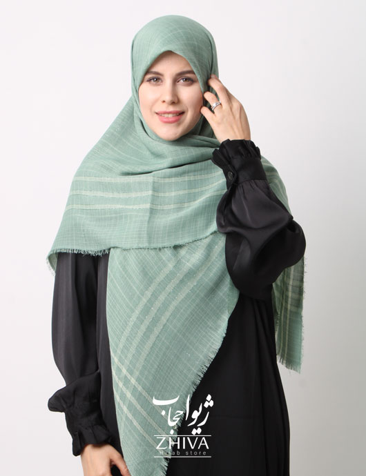 روسری نخ لینن دور ريش قواره 140 كد 17