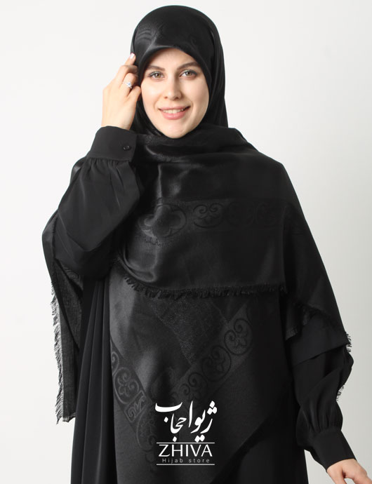 روسری لمه مشكی دور ريش قواره 140 كد 3