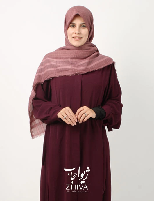 مانتو ابروبادی دكمه مخفی زرشكی كد7