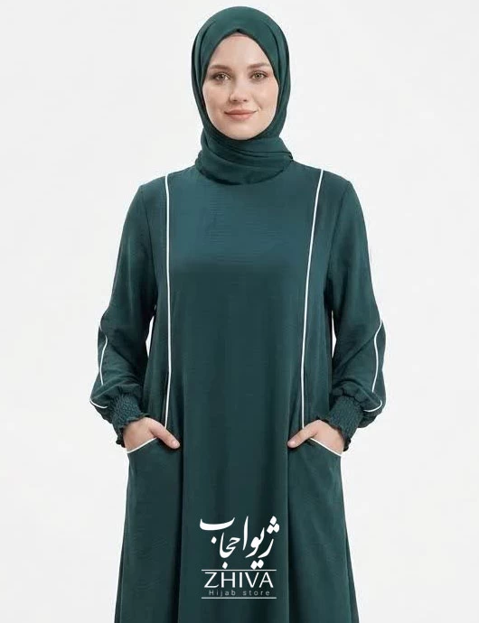 مانتو عبایی ابرو‌بادی نهال سبز