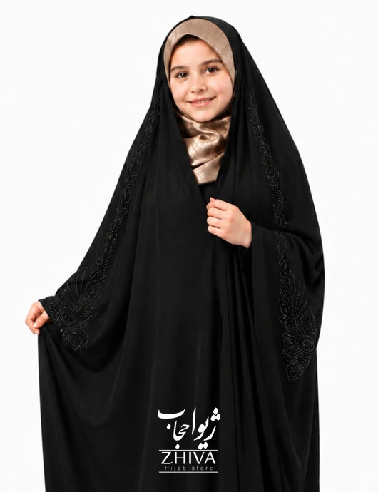 چادر عربی نگين دار  بچگانه كرپ