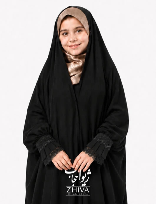 چادر عربی  آستين شكوفه بچگانه كرپ