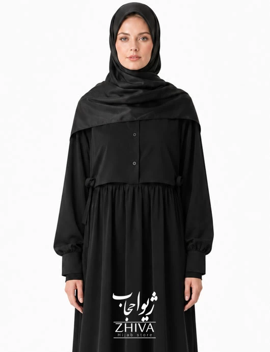 مانتو عبایی شهلا  مشكی كد 1