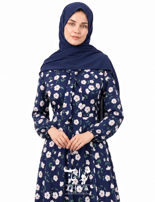 پيراهن ساحلی كلوش یقه کراواتی فلور كد 1
