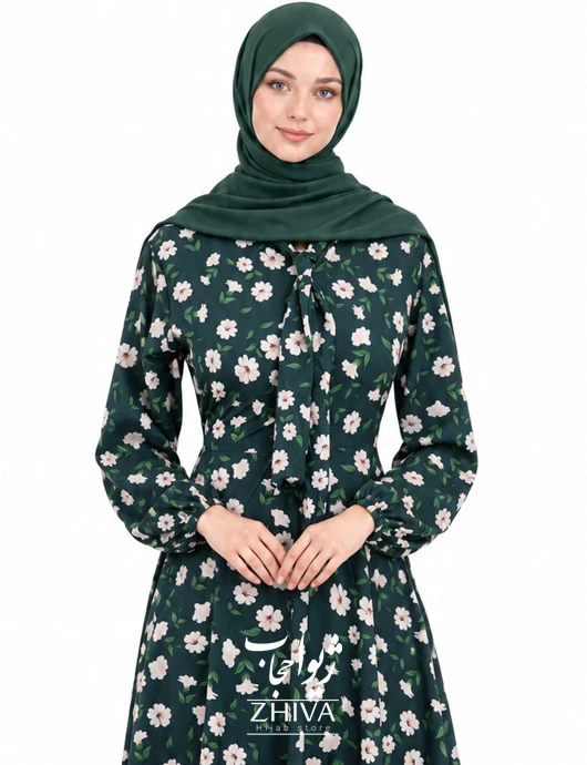 پيراهن ساحلی كلوش یقه کراواتی فلور كد 5