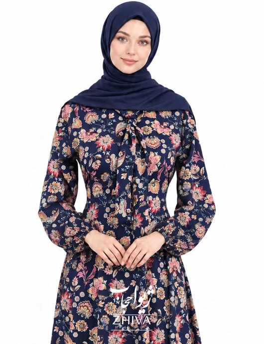 پيراهن ساحلی كلوش یقه کراواتی فلور كد 12