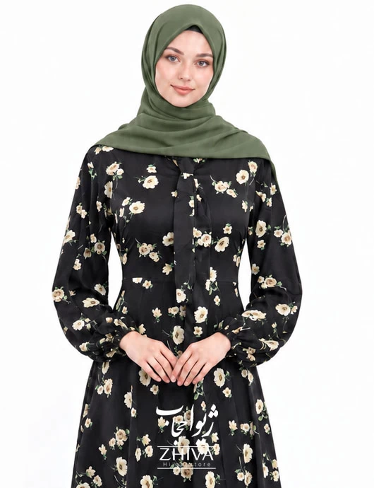 پيراهن ساحلی كلوش یقه کراواتی فلور كد 13