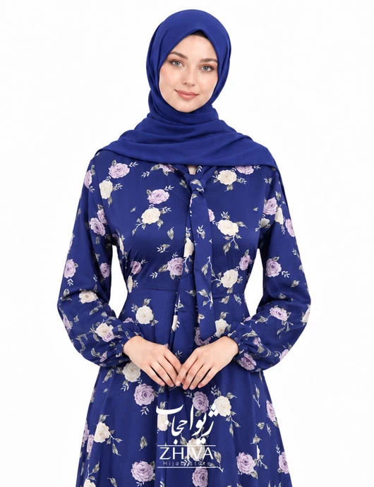 پيراهن ساحلی كلوش یقه کراواتی فلور كد 17