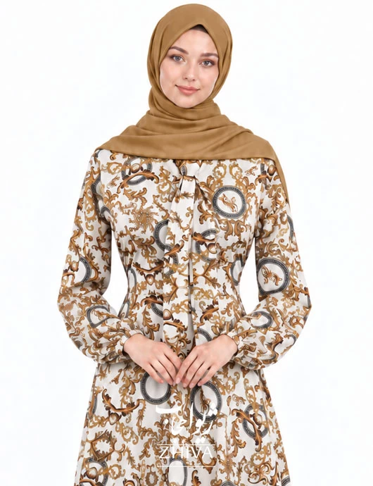 پيراهن ساحلی كلوش یقه کراواتی فلور كد 19