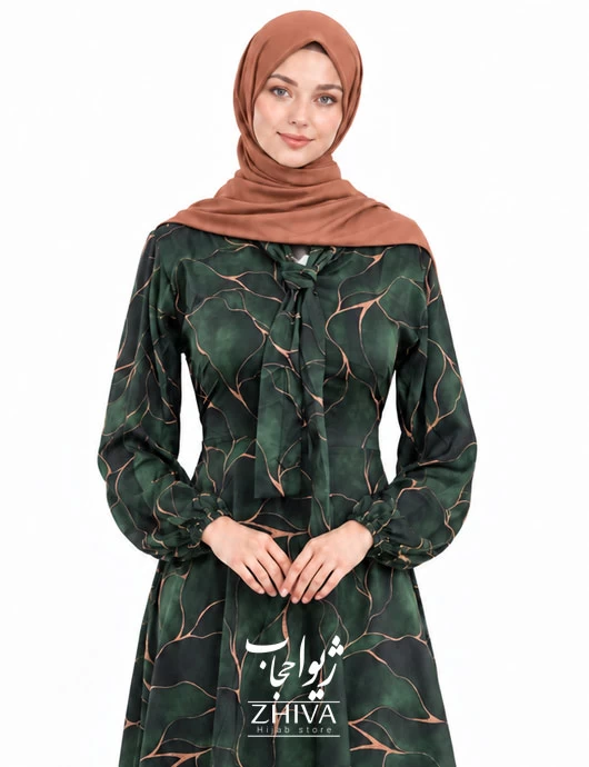 پيراهن ساحلی كلوش یقه کراواتی فلور كد 20