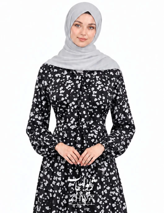 پيراهن ساحلی كلوش یقه کراواتی فلور كد 21